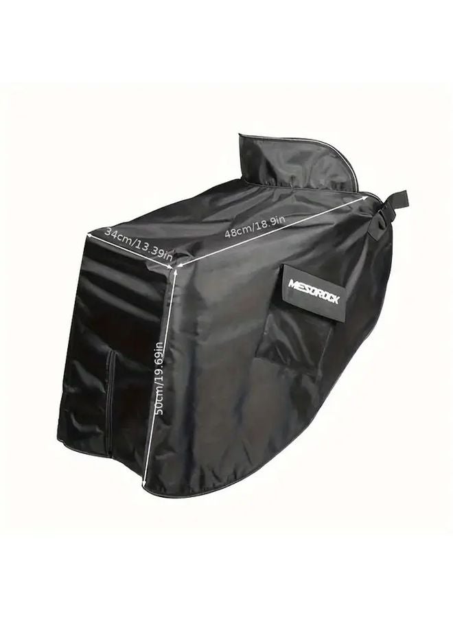 Black Windproof Fleece Lined Motorcycle Scooter Apron Cover Adjustable Waist Belt Reflective Strips - Image 2